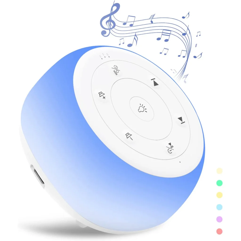 mbz203 white noise machine sleep sound machine for baby sleep soother 7 colors night lights 34 soothing sounds adjustable timer