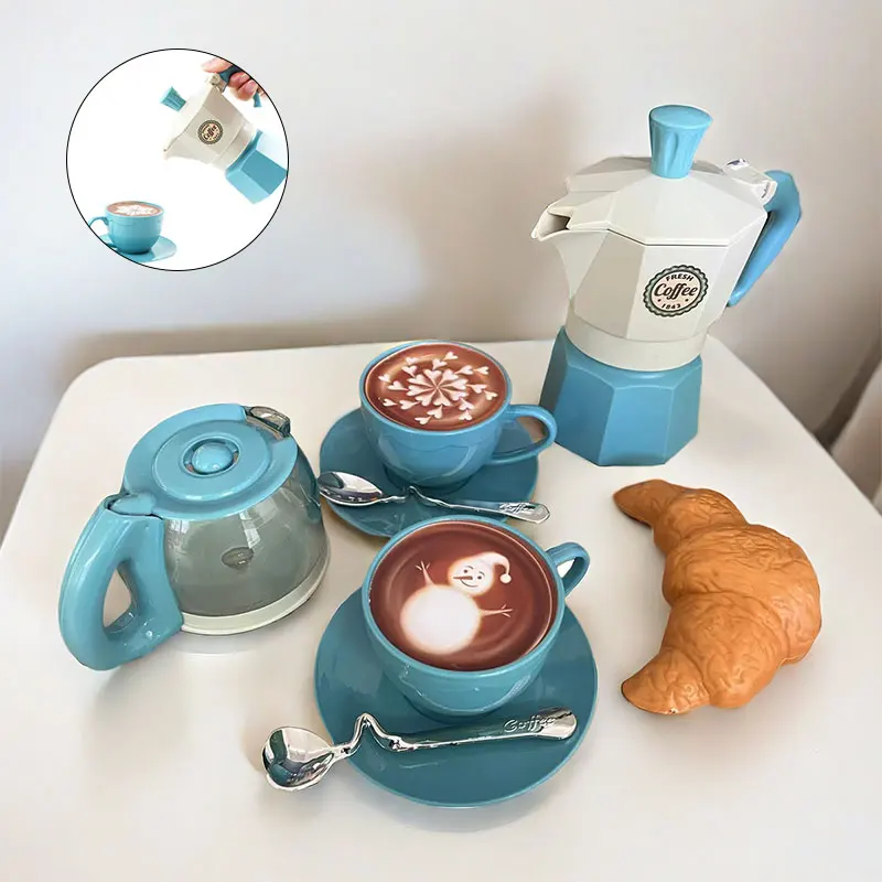 4/11pcs retend play simulation coffee set tableware play house/outdoor kitchen diy afternoon tea game toy for children kids gift
