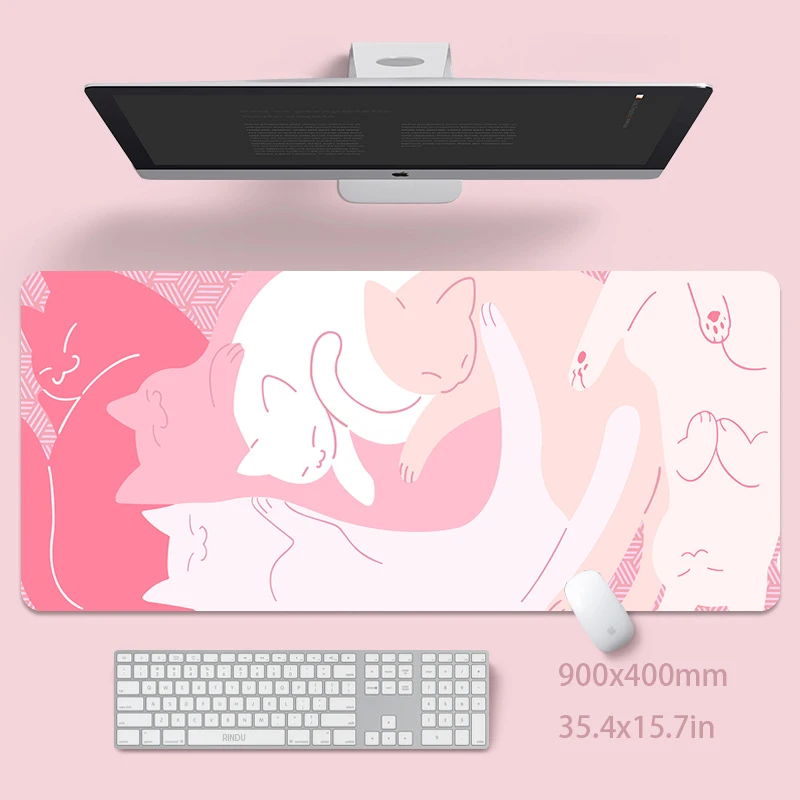 cute cat large mouse pad 100x50cm big computer pink mousepads gaming mousepad big keyboard mat gamer mouse pads desk mats