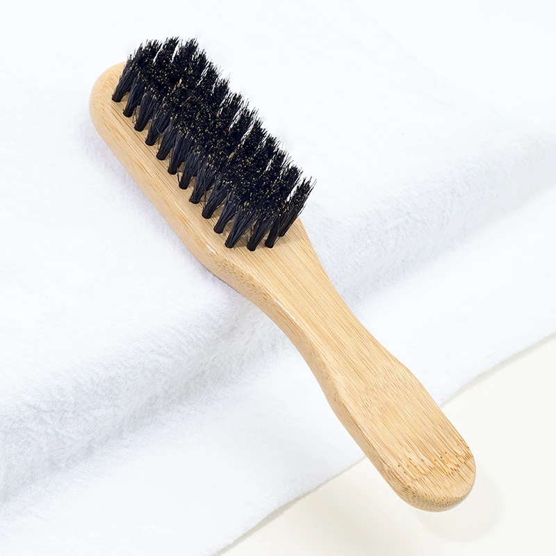 1pc men beard & hairstyling brush withbamboo & boar bristles, suitable for salon& home use, multifunctional cleaningbrush