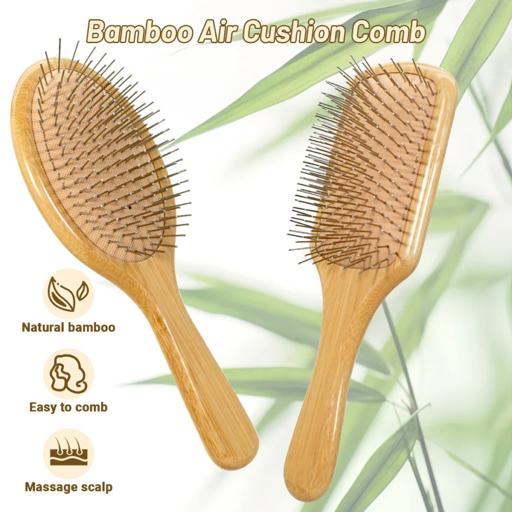 1pc steel needle bamboo hair brush air cushion detangling hairbrush head massagers scalp styling hair care tool hair comb