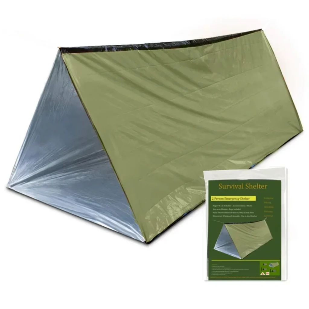 2 person outdoor camping tent waterproof lifesaving tent emergency escape camping survival tent kit outdoor camping mat