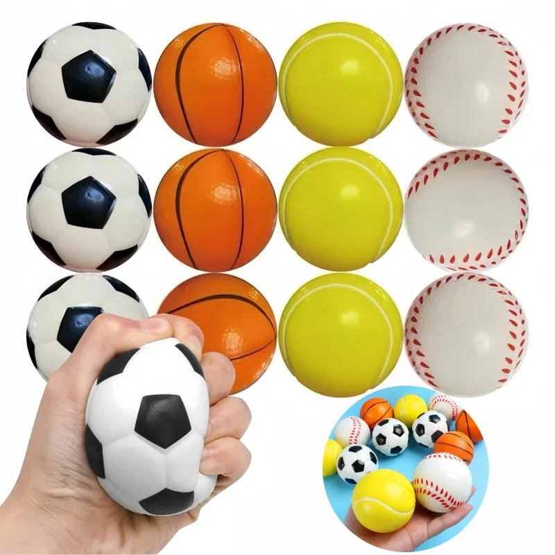 12pcs soft football basketball baseball tennis toys foam sponge decompression vent stress balls soccer anti stress sports toy