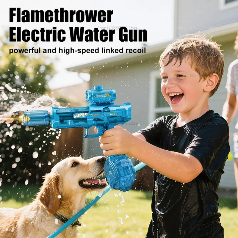2025 electric water gun with light flame effect high pressure continuous spray outdoor toy kid water fight pool party summer toy