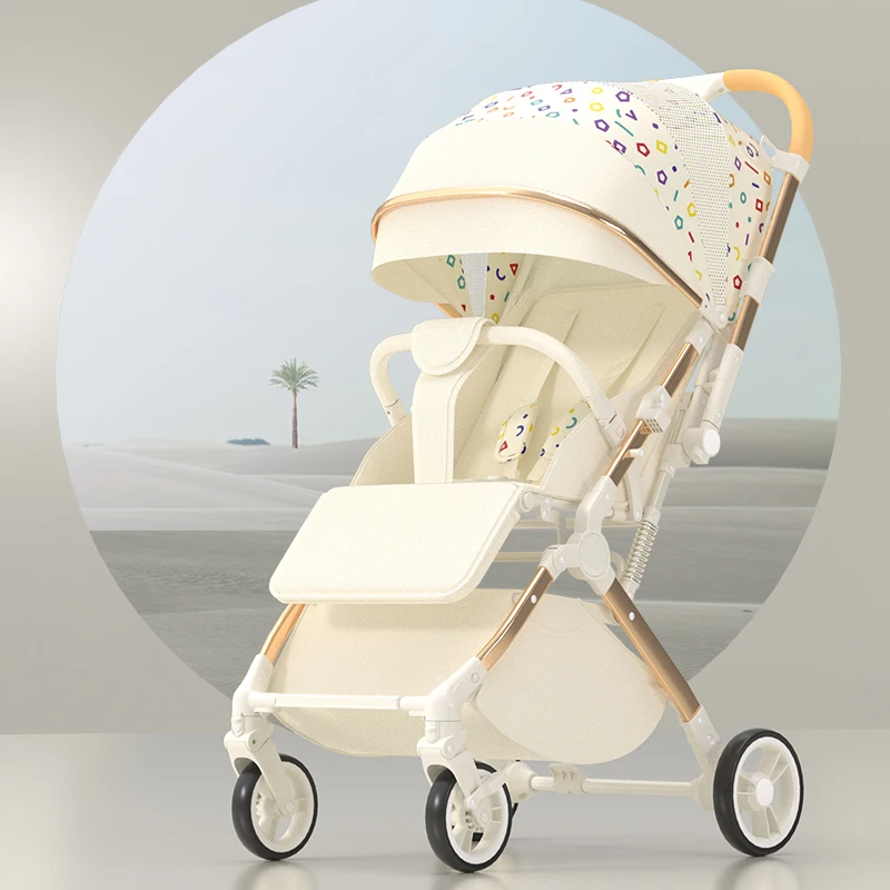 baby stroller high landscape can sit and lie down lightweight folding two way push four wheel stroller shock absorption