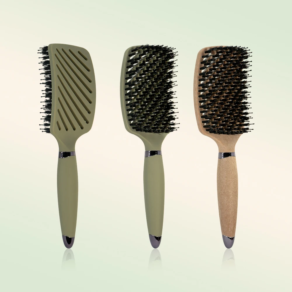 1pc boar bristle detangling hair comb hollow out hair brush anti static scalp massage hairbrush salon styling tools for gifting