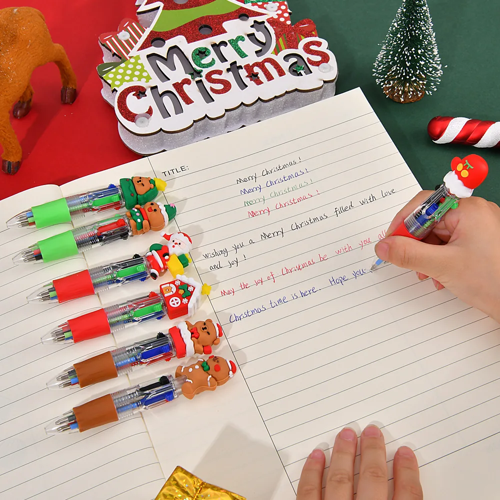 10pcs/lot cute christmas cartoon 4 color ballpoint pen kawaii mini pocket pen christmas gift student school office stationery 10pcs/lot cute christmas cartoon 4 color ballpoint pen kawaii mini pocket pen christmas gift student school office stationery