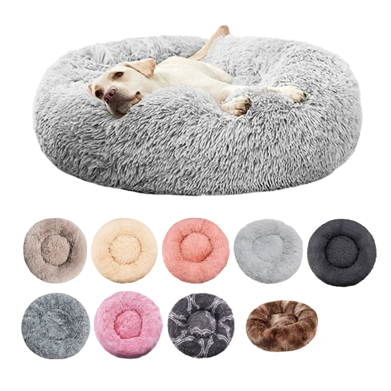 round dog bed winter warm cat bed plush basket for dog washable pet bed for small medium large dog sofa cat