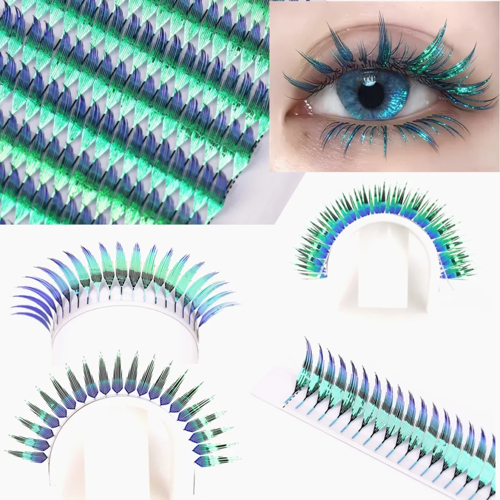 shiny glitter comic spire eyelash extension holographic manga false eyelashes magical elf tinsel anime lashes christmas party